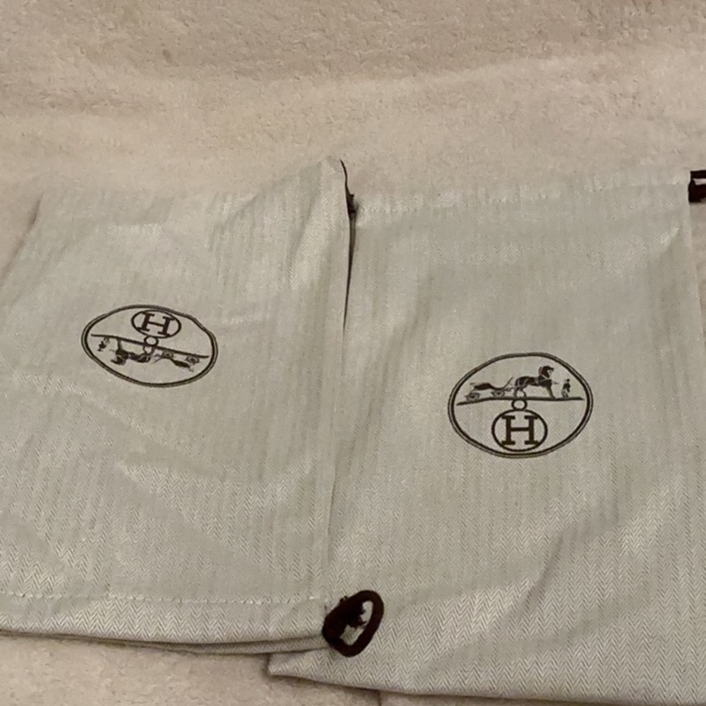 2 Hermes shoe dust bags